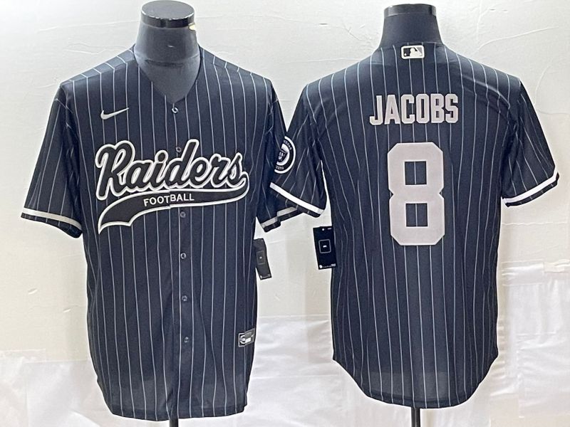 Men Oakland Raiders 8 Jacobs Black stripe Co Branding Game NFL Jersey